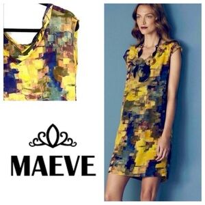 Anthropologie Silk Maeve Multi-Color Mosaic Shift Dress